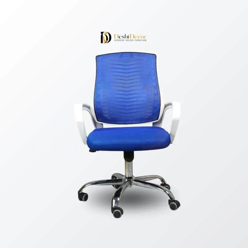 Back-side view of V-Mesh Executive Chair without Headrest (white)