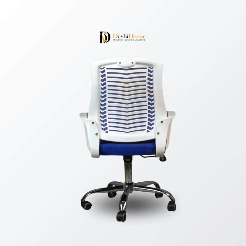 Back-side view of V-Mesh Executive Chair without Headrest (white)
