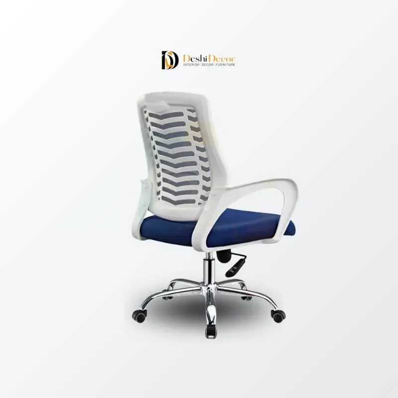 Back-side view of V-Mesh Executive Chair without Headrest (white)