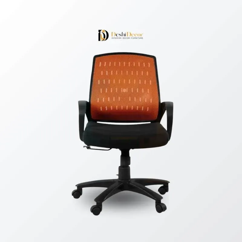 Executive Chair with Dim mesh and Adjustable Headrest (orange cover)